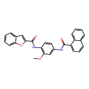 N-[2-methoxy-4-(naphthalene-1-carbonylamino)phenyl]-1-benzofuran-2-carboxamide structure