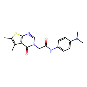 N-[4-(Dimethylamino)phenyl]-5,6-dimethyl-4-oxothieno[2,3-d]pyrimidine-3(4H)-acetamide structure