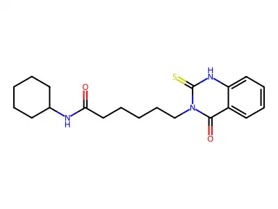 N-cyclohexyl-6-(4-oxo-2-sulfanylidene-1H-quinazolin-3-yl)hexanamide structure