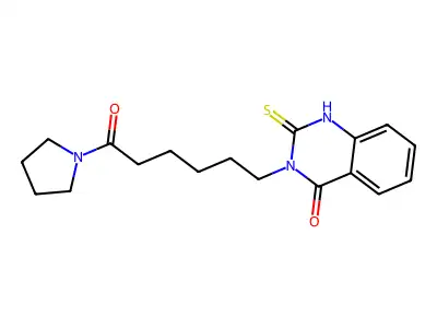 3-(6-oxo-6-pyrrolidin-1-ylhexyl)-2-sulfanylidene-1H-quinazolin-4-one structure