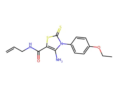 N-allyl-4-amino-3-(4-ethoxyphenyl)-2-thioxo-2,3-dihydro-1,3-thiazole-5-carboxamide structure