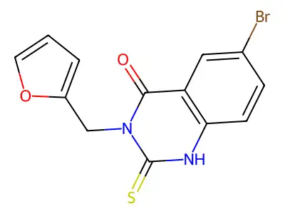 6-Bromo-3-(furan-2-ylmethyl)-2-sulfanyl-3,4-dihydroquinazolin-4-one structure