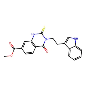 methyl 3-[2-(1H-indol-3-yl)ethyl]-4-oxo-2-thioxo-1,2,3,4-tetrahydroquinazoline-7-carboxylate structure