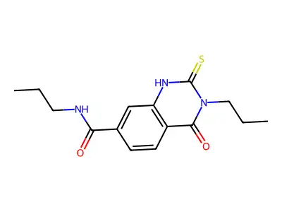 4-oxo-N,3-dipropyl-2-sulfanylidene-1H-quinazoline-7-carboxamide structure