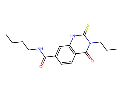 N-butyl-4-oxo-3-propyl-2-sulfanylidene-1H-quinazoline-7-carboxamide structure