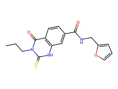 N-(furan-2-ylmethyl)-4-oxo-3-propyl-2-sulfanylidene-1H-quinazoline-7-carboxamide structure