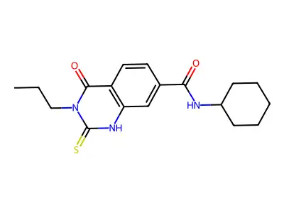 N-cyclohexyl-4-oxo-3-propyl-2-sulfanylidene-1H-quinazoline-7-carboxamide structure
