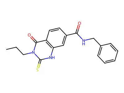 N-benzyl-4-oxo-3-propyl-2-sulfanylidene-1H-quinazoline-7-carboxamide structure