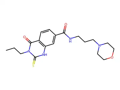 N-(3-morpholin-4-ylpropyl)-4-oxo-3-propyl-2-sulfanylidene-1H-quinazoline-7-carboxamide structure