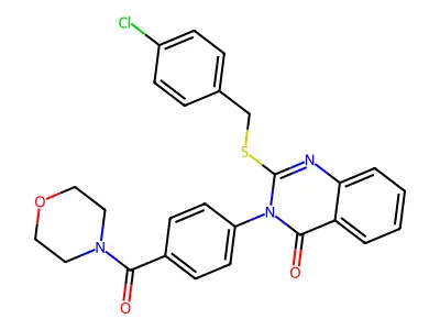 2-{[(4-chlorophenyl)methyl]sulfanyl}-3-[4-(morpholine-4-carbonyl)phenyl]-3,4-dihydroquinazolin-4-one structure
