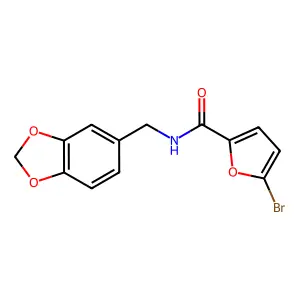 N-(1,3-benzodioxol-5-ylmethyl)-5-bromofuran-2-carboxamide structure