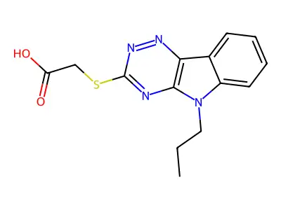 [(5-propyl-5H-[1,2,4]triazino[5,6-b]indol-3-yl)sulfanyl]acetic acid structure