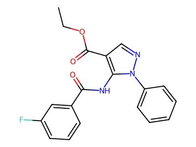ethyl 5-{[(3-fluorophenyl)carbonyl]amino}-1-phenyl-1H-pyrazole-4-carboxylate structure