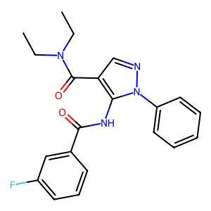 N,N-diethyl-5-[(3-fluorobenzoyl)amino]-1-phenylpyrazole-4-carboxamide structure
