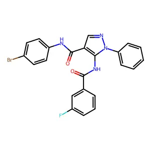 N-(4-bromophenyl)-5-[(3-fluorobenzoyl)amino]-1-phenyl-1H-pyrazole-4-carboxamide structure