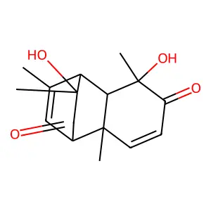 5,9-dihydroxy-3,5,8a,9-tetramethyl-1,4a,5,8a-tetrahydro-1,4-ethanonaphthalene-6,10(4h)-dione structure