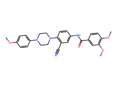 N-(3-cyano-4-(4-(4-methoxyphenyl)piperazin-1-yl)phenyl)-3,4-dimethoxybenzamide structure