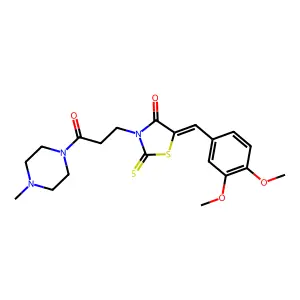 (5Z)-5-[(3,4-dimethoxyphenyl)methylidene]-3-[3-(4-methylpiperazin-1-yl)-3-oxopropyl]-2-sulfanylidene-1,3-thiazolidin-4-one structure