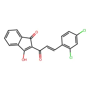 (E)-2-(3-(2,4-dichlorophenyl)-1-hydroxyallylidene)-1H-indene-1,3(2H)-dione structure