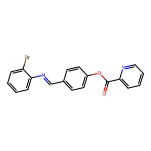 (E)-4-(((2-bromophenyl)imino)methyl)phenyl picolinate structure