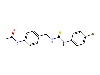 N-(4-((3-(4-bromophenyl)thioureido)methyl)phenyl)acetamide structure