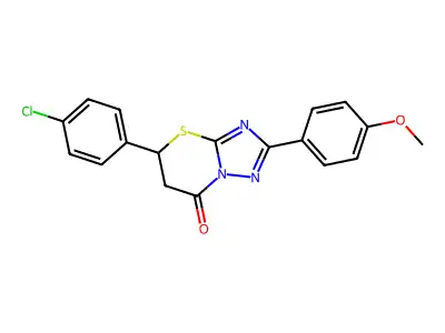 5-(4-chlorophenyl)-2-(4-methoxyphenyl)-5,6-dihydro-7H-[1,2,4]triazolo[5,1-b][1,3]thiazin-7-one structure