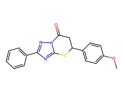 5-(4-methoxyphenyl)-2-phenyl-5,6-dihydro-7H-[1,2,4]triazolo[5,1-b][1,3]thiazin-7-one structure