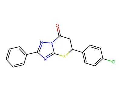 5-(4-chlorophenyl)-2-phenyl-5H-[1,2,4]triazolo[5,1-b][1,3]thiazin-7(6H)-one structure