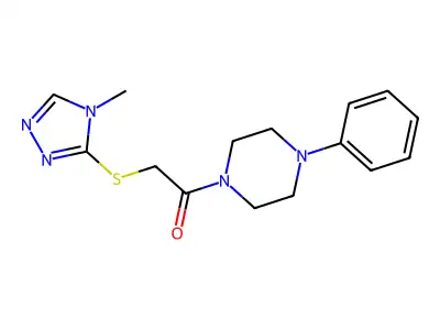 2-((4-methyl-4H-1,2,4-triazol-3-yl)thio)-1-(4-phenylpiperazin-1-yl)ethanone structure
