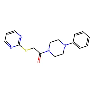 1-(4-Phenylpiperazin-1-yl)-2-(pyrimidin-2-ylsulfanyl)ethanone structure