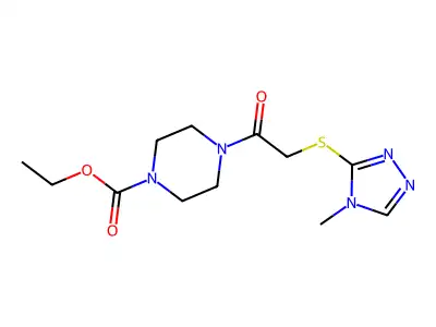 ethyl 4-(2-((4-methyl-4H-1,2,4-triazol-3-yl)thio)acetyl)piperazine-1-carboxylate structure