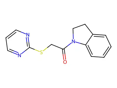 1-(Indolin-1-yl)-2-(pyrimidin-2-ylthio)ethanone structure