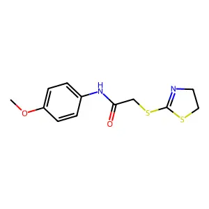 2-(4,5-dihydro-1,3-thiazol-2-ylsulfanyl)-N-(4-methoxyphenyl)acetamide structure
