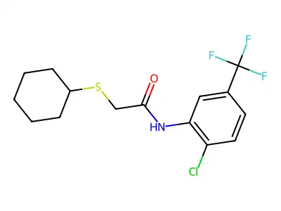 N-[2-chloro-5-(trifluoromethyl)phenyl]-2-cyclohexylsulfanylacetamide structure