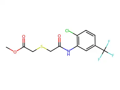 Methyl 2-((2-((2-chloro-5-(trifluoromethyl)phenyl)amino)-2-oxoethyl)thio)acetate structure
