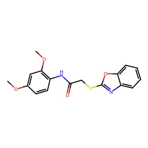 2-(1,3-benzoxazol-2-ylsulfanyl)-N-(2,4-dimethoxyphenyl)acetamide structure
