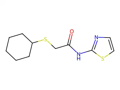 2-cyclohexylsulfanyl-N-(1,3-thiazol-2-yl)acetamide structure