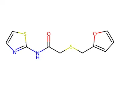 2-((furan-2-ylmethyl)thio)-N-(thiazol-2-yl)acetamide structure