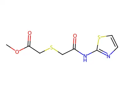 Methyl 2-((2-oxo-2-(thiazol-2-ylamino)ethyl)thio)acetate structure