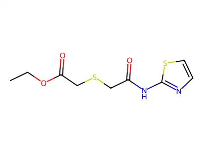 Ethyl 2-((2-oxo-2-(thiazol-2-ylamino)ethyl)thio)acetate structure