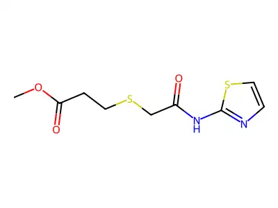 Methyl 3-((2-oxo-2-(thiazol-2-ylamino)ethyl)thio)propanoate structure
