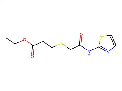 Ethyl 3-((2-oxo-2-(thiazol-2-ylamino)ethyl)thio)propanoate structure
