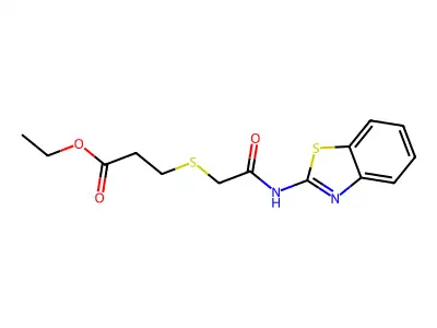 Ethyl 3-((2-(benzo[d]thiazol-2-ylamino)-2-oxoethyl)thio)propanoate structure