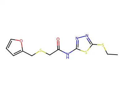 N-(5-ethylsulfanyl-1,3,4-thiadiazol-2-yl)-2-(furan-2-ylmethylsulfanyl)acetamide structure