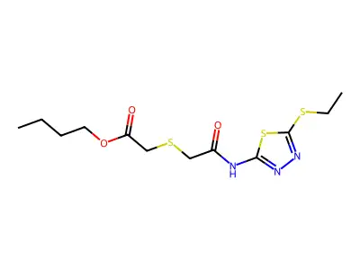 Butyl 2-((2-((5-(ethylthio)-1,3,4-thiadiazol-2-yl)amino)-2-oxoethyl)thio)acetate structure