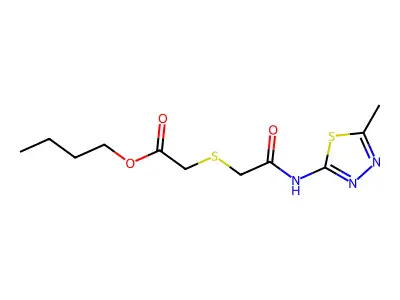 Butyl 2-((2-((5-methyl-1,3,4-thiadiazol-2-yl)amino)-2-oxoethyl)thio)acetate structure