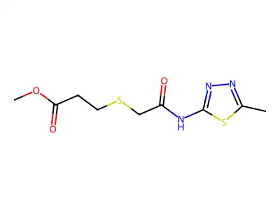 Methyl 3-((2-((5-methyl-1,3,4-thiadiazol-2-yl)amino)-2-oxoethyl)thio)propanoate structure