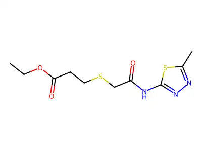 Ethyl 3-[2-[(5-methyl-1,3,4-thiadiazol-2-yl)amino]-2-oxoethyl]sulfanylpropanoate structure