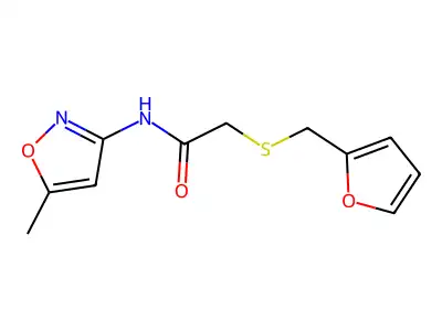 2-((furan-2-ylmethyl)thio)-N-(5-methylisoxazol-3-yl)acetamide structure