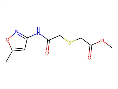 Methyl 2-((2-((5-methylisoxazol-3-yl)amino)-2-oxoethyl)thio)acetate structure